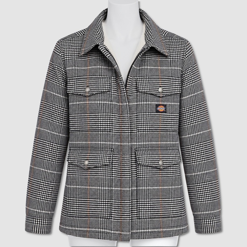 Dickies Sherpa Lined Woven Jacket - NWT Womens Medium Black / White - #49892-CL3